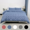 thumbnail image 1 of PiccoCasa Queen Duvet Cover Set 3Pcs Embroidery Checkered Bedding Set Blue, 1 of 6