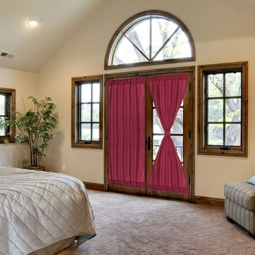 PiccoCasa Rod Pockets Door/Window Curtain Solid Curtain Panel Burgundy 1 W25" x L72"