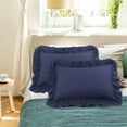thumbnail image 1 of REGALWOVEN Ruffled Pillow Shams Set of 2, Soft Breathable Pillow Covers with Envelope Closure Navy Blue Queen, 1 of 8