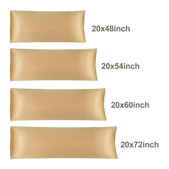 PiccoCasa Satin Body Pillowcase Silky Long Pillowcase for Hair and Skin, King Gold