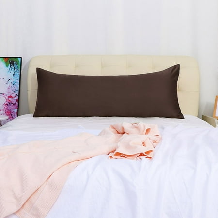 PiccoCasa Satin Body Pillowcase Silky Long Pillowcase for Hair and Skin, Standard Brown