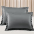 thumbnail image 1 of PiccoCasa Satin Pillowcase Pillow Shams Set of 2 Silky Sateen Pillow Cases Covers King Deep Grey, 1 of 8