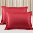 thumbnail image 1 of PiccoCasa Satin Pillowcase Pillow Shams Set of 2 Silky Sateen Pillow Cases Covers King Light Red, 1 of 8