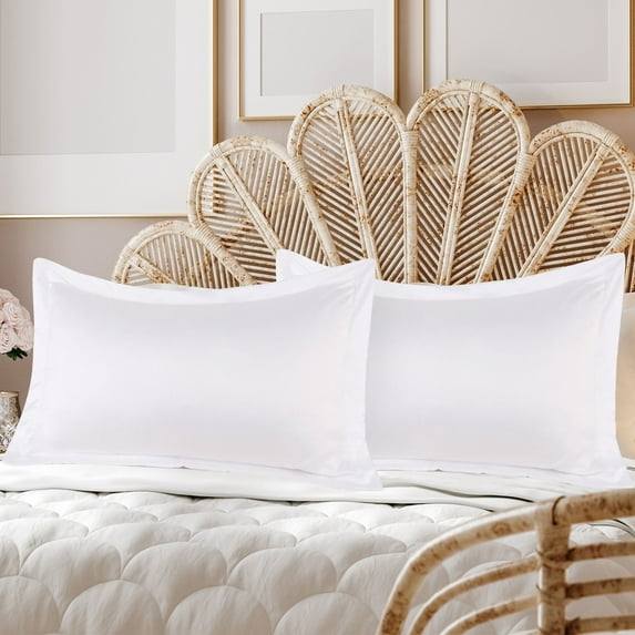 PiccoCasa Satin Pillowcase Pillow Shams Set of 2 Silky Sateen Pillow Cases Covers King White