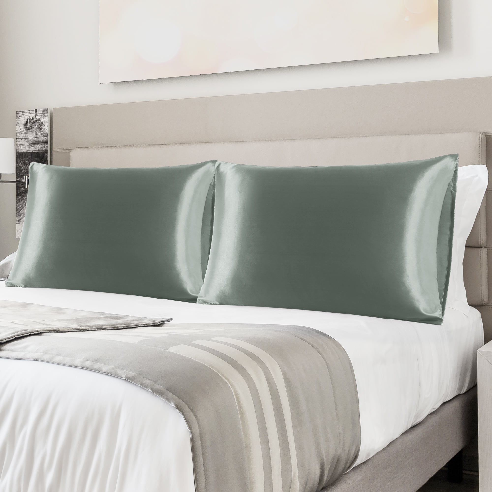 Charmeuse Satin Pillowcase for Hair and Face 2 Pack Soft Cooling