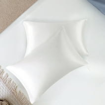 PiccoCasa Satin Pillowcases Set of 2, with Envelope Closure White Standard