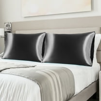 PiccoCasa Satin Pillowcases Standard Pillow Covers Set of 2, King Black
