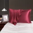 thumbnail image 1 of PiccoCasa Satin Pillowcases for Skin Set of 2, Zipper Closure Burgundy Queen, 1 of 7