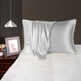 thumbnail image 1 of PiccoCasa Satin Pillowcases for Skin Set of 2, Zipper Closure Silver Queen, 1 of 7
