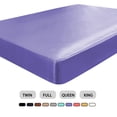 thumbnail image 1 of PiccoCasa Satin Silk Fitted Bed Sheet 12 Inch Deep Pocket Sheet, Twin Purple, 1 of 7