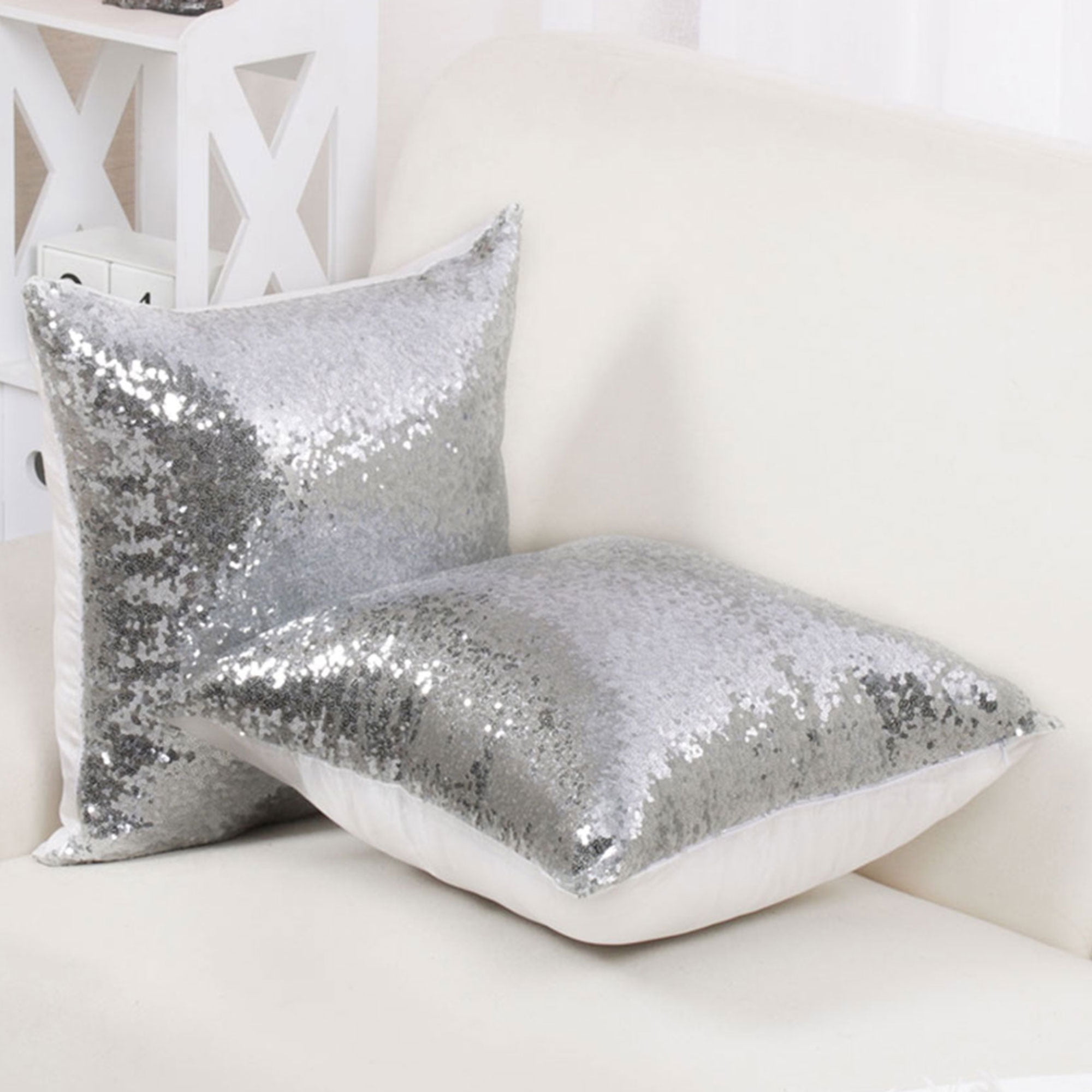 Piccocasa Decors Sequin Pillow Covers Shiny Sparkling Comfy Satin