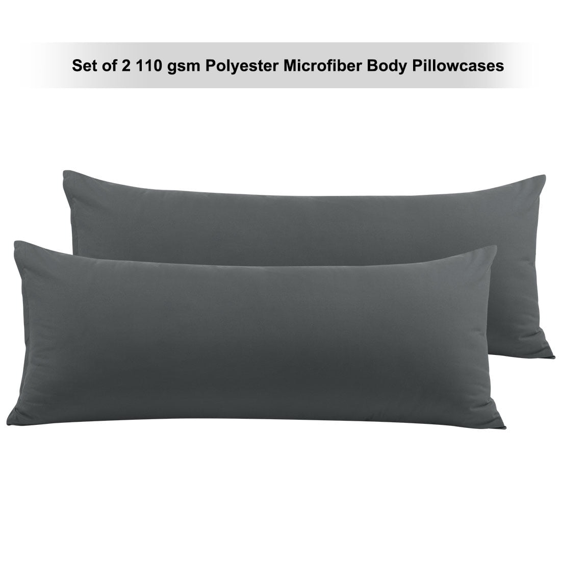 PiccoCasa Set of 2 Body Pillowcases Zippered Body Pillow Cover for Body Pillows, Queen Grey