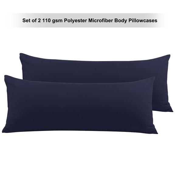 REGALWOVEN Set of 2 Body Pillowcases Zippered Body Pillow Cover for Body Pillows, Queen Navy Blue