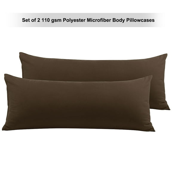 PiccoCasa Set of 2 Body Pillowcases Zippered Body Pillow Cover for Body Pillows, Standard Brown