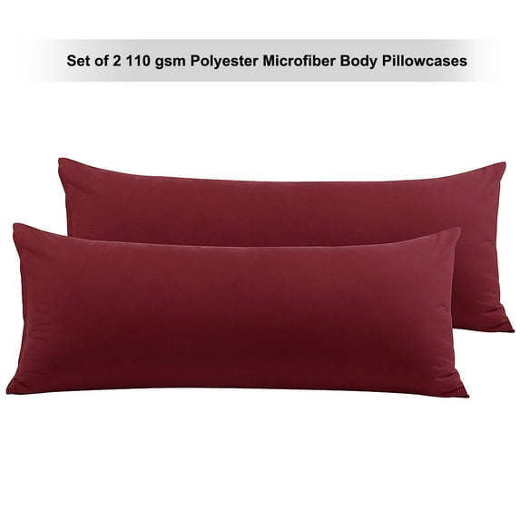 PiccoCasa Set of 2 Body Pillowcases Zippered Body Pillow Cover for Body Pillows, Standard Burgundy