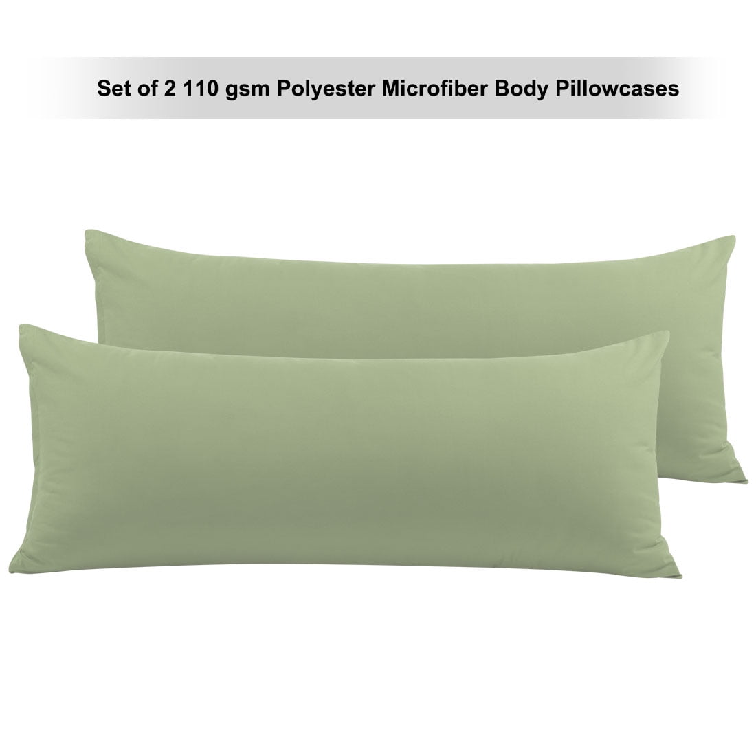 REGALWOVEN Set of 2 Body Pillowcases Zippered Body Pillow Cover for Body Pillows, Standard Sage