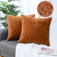 thumbnail image 1 of REGALWOVEN Set of 2 Chenille Throw Pillow Covers, Soft Decorative Cushion Covers Burnt Orange 18x18 Inch, 1 of 8