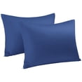 thumbnail image 1 of PiccoCasa Set of 2 Cotton Pillowcases with Zipper Closure Navy Blue Standard(20"x26"), 1 of 9