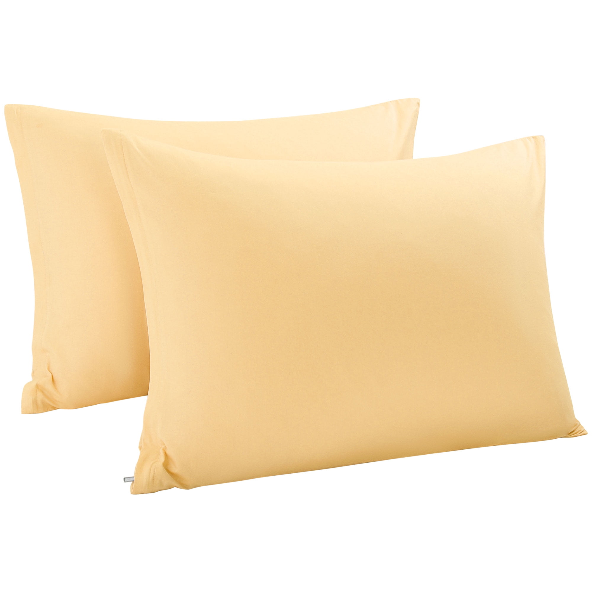 PiccoCasa Set of 2 Cotton Pillowcases with Zipper Closure Yellow King(20"x36")