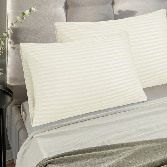 PiccoCasa Set of 2 Microfiber King 20"x36" Striped Pillowcase Soft Durable Khaki