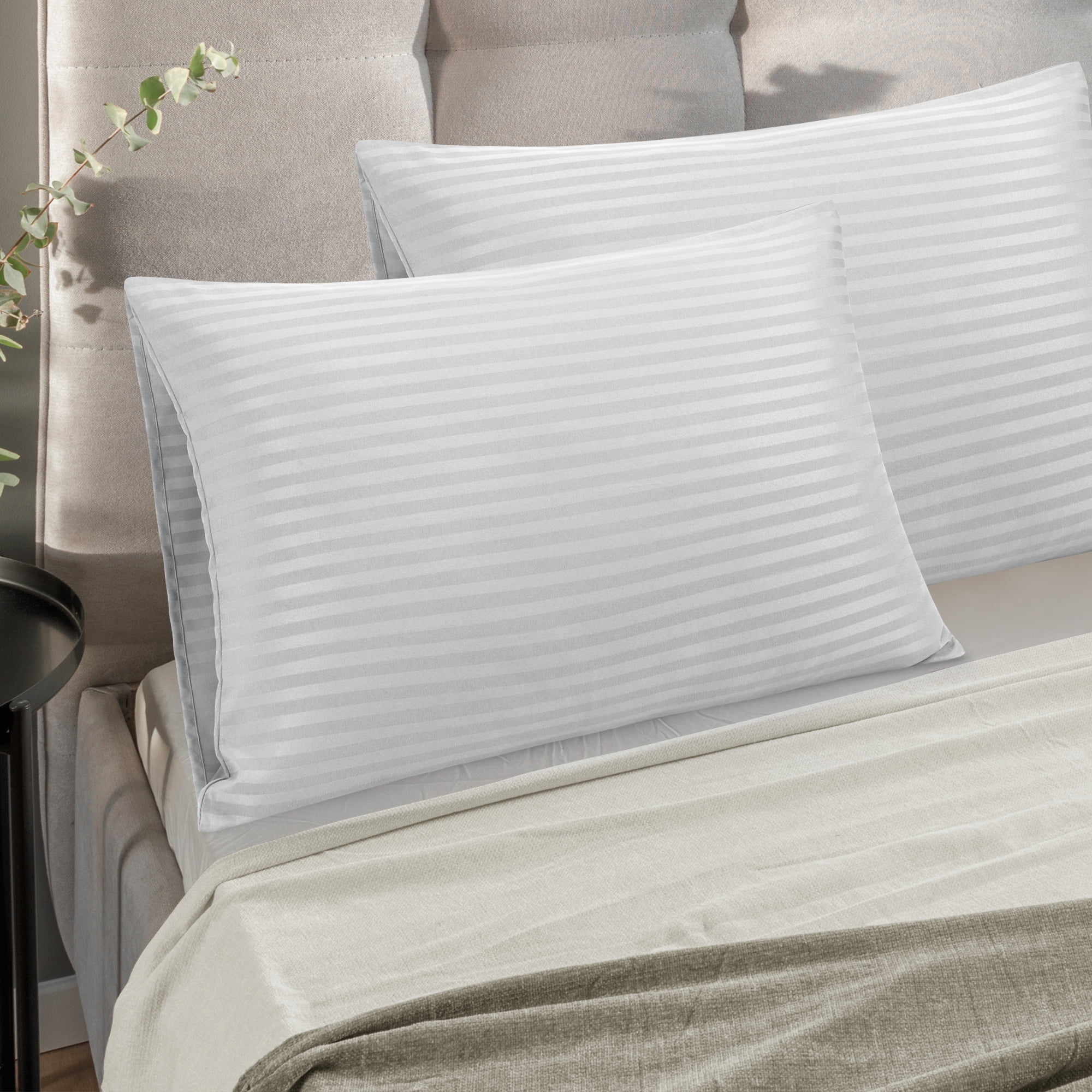 Gray striped shop pillow cases