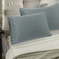 PiccoCasa Set of 2 Microfiber Standard 20"x26" Striped Pillowcase Soft Durable Dark Gray
