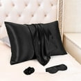 thumbnail image 1 of REGALWOVEN Satin Pillowcase for Hair and Skin, Set of 2 Zipper Closure Pillow Cases Black Queen, 1 of 8