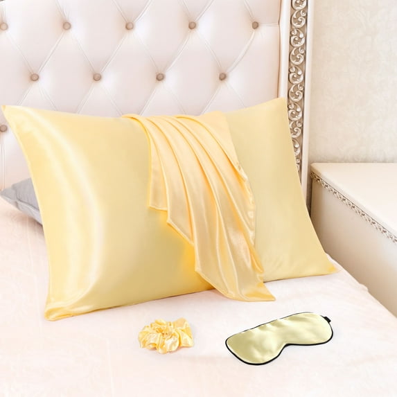 PiccoCasa Set of 2 Queen Satin Pillowcase Durable&Soft Zippered Gold