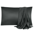 thumbnail image 1 of PiccoCasa Set of 2 Satin Pillowcases Silky Pillow Covers for Bedding Black Travel(14"x20"), 1 of 8