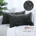 thumbnail image 1 of PiccoCasa Set of 2 Soft Water Repellent Throw Pillow Covers Black 12x20 Inch, 1 of 7