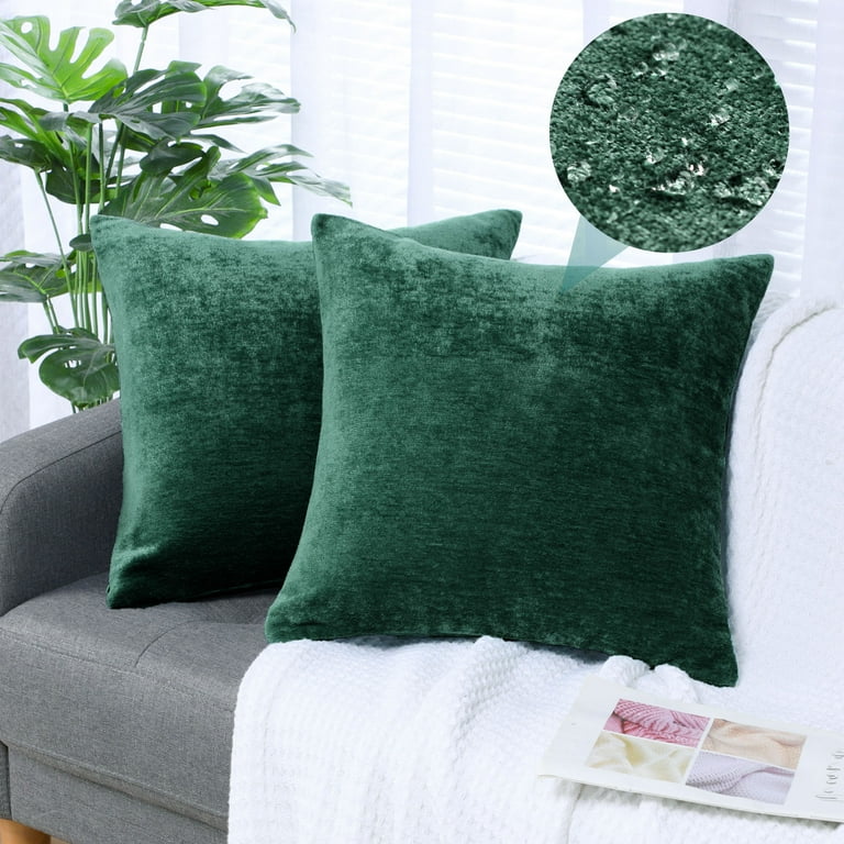 PiccoCasa Set of 2 Soft Water Repellent Throw Pillow Covers Emerald Green 16x16 Inch