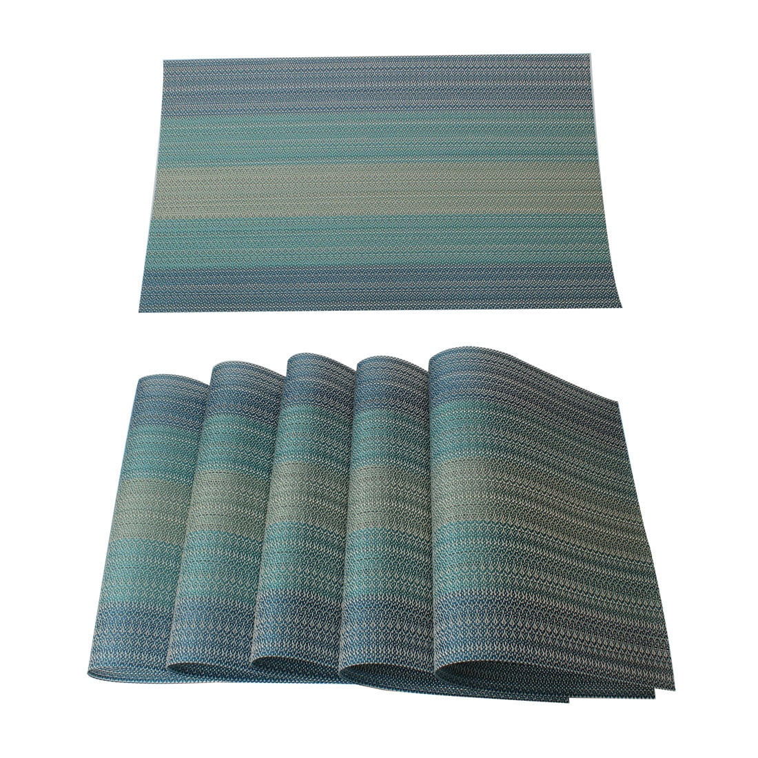PiccoCasa Set of 6 Placemat Cross Woven Washable Non Slip Dining Heat Resistant Blue