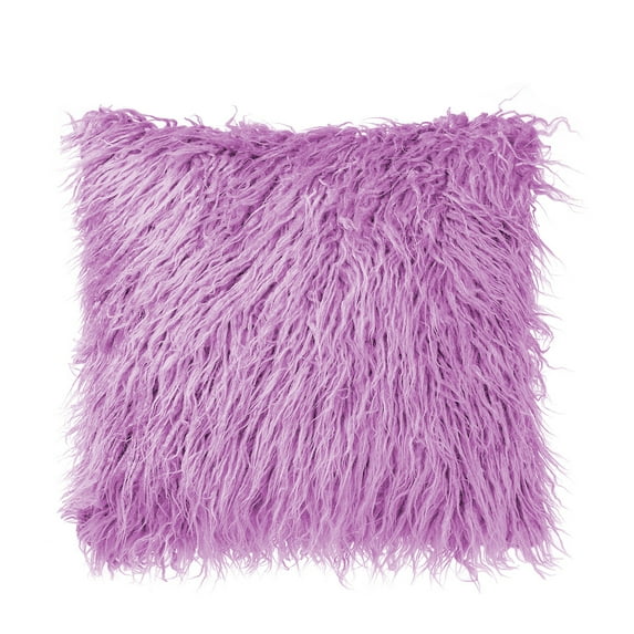 PiccoCasa Shaggy Faux Fur Throw Pillow Cover Soft Plush Cushion Cover, 18"x18" Purple