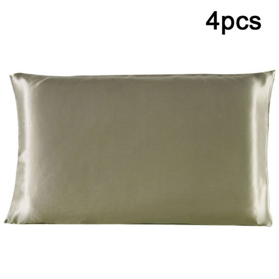 PiccoCasa Silk Pillowcases Set of 4, Standard(20"x26"), Light Coffee Color