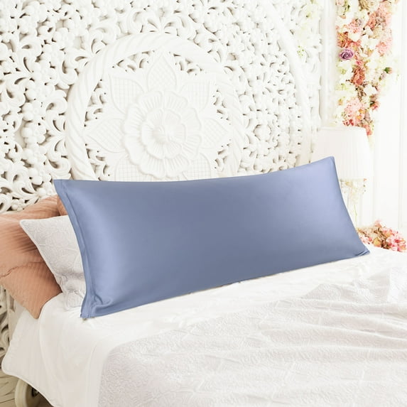 PiccoCasa Silky-Soft Satin Pillow Cases with Zipper Long Pillowcase Pillow Covers Queen Slate Gray