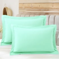 PiccoCasa Soft 1800 Microfiber Oxford Pillowcases 2Pcs, Non-Standard Mint Green