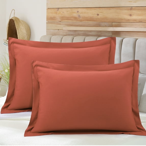 PiccoCasa Soft 1800 Microfiber Oxford Pillowcases 2Pcs, Queen Orange