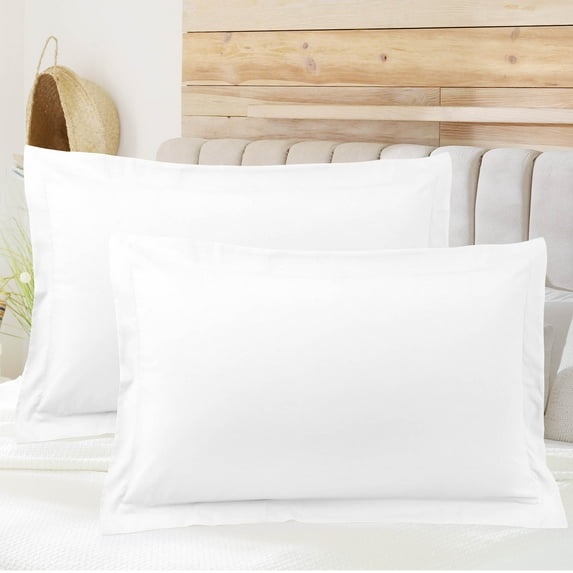 PiccoCasa Soft 1800 Microfiber Oxford Pillowcases 2Pcs, Standard White