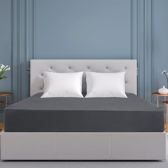 PiccoCasa Soft 190GSM Brushed Polyester 16" Deep Pocket Fitted Sheets Dark Gray Full