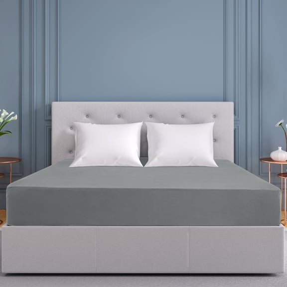 PiccoCasa Soft 190GSM Brushed Polyester 16" Deep Pocket Fitted Sheets Light Gray Twin