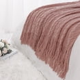 thumbnail image 1 of PiccoCasa Soft Acrylic Decorative Throw Blanket Fringe for Couch 50"x60" Pink, 1 of 8