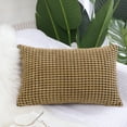 thumbnail image 1 of PiccoCasa Soft Corduroy Striped Velvet Decorative Throw Pillow Cusion Cover Camel Color 12" x 18", 1 of 8