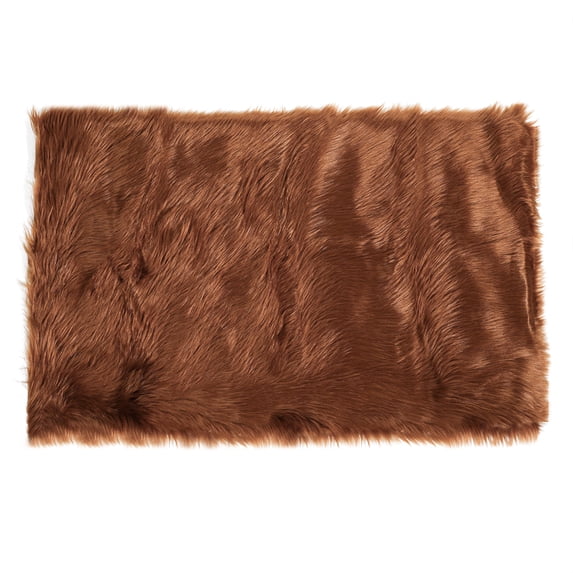 PiccoCasa Soft Faux Fur Solid Area Rug Carpet 2x3 feet Rectangle, Brown