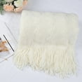 thumbnail image 1 of PiccoCasa Soft Knitted Throw Blanket Bed Sofa Couch Decorative Cream White, 1 of 8