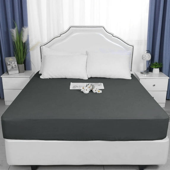 PiccoCasa Soft Microfiber Fitted Sheet Large Pocket, King Dark Gray