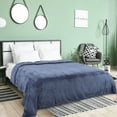 thumbnail image 1 of PiccoCasa Soft Microfiber Plush Flannel Blanket Luxury Bed Blanket, Navy Blue Queen (78"x90"), 1 of 6