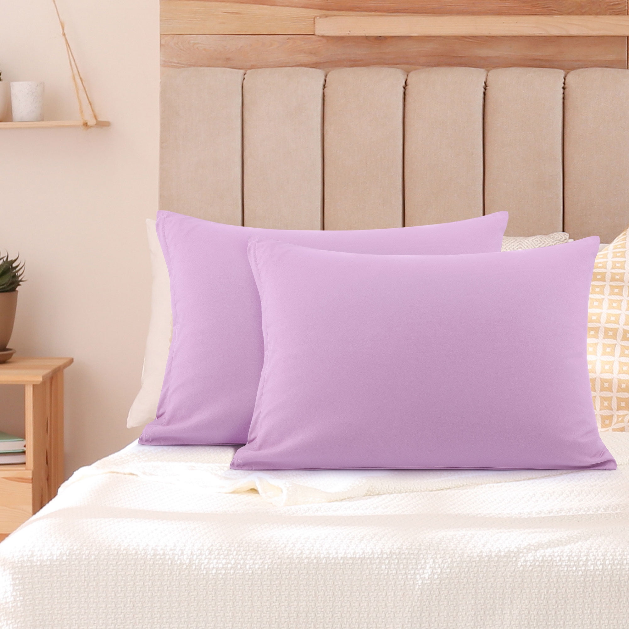 PiccoCasa Soft Microfiber Zippered Pillowcase Set of 2, Lavender