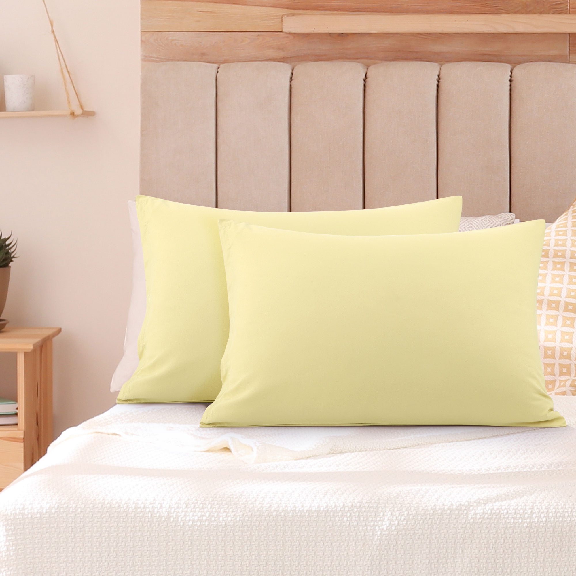 PiccoCasa Soft Microfiber Zippered Pillowcase Set of 2, Light Tan King