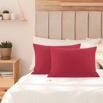 PiccoCasa Soft Microfiber Zippered Pillowcase Set of 2, Non-Standard Burgundy
