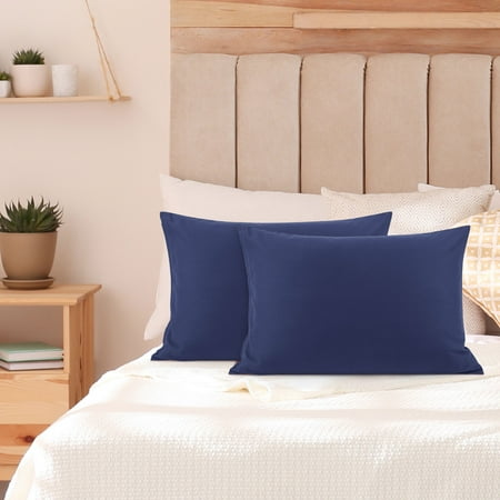 REGALWOVEN Soft Microfiber Zippered Pillowcase Set of 2, Non-Standard Navy Blue